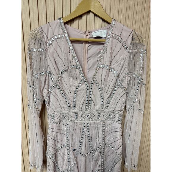 ASOS Design Gem Embellished Midi Dress with Cut Out Detail Size 4 - Picture 3 of 11